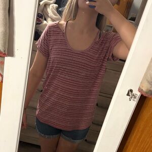 Poof! Women's Short Sleeve Striped Top - Red and White